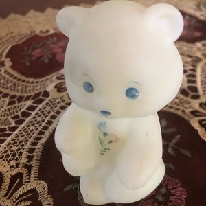 White Fenton hand painted bear